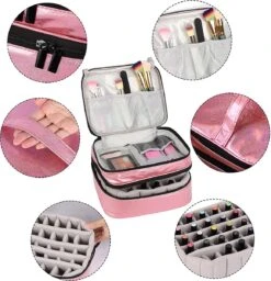 YONO Nagellak Tas - Nagelkoffer Beautycase - Cosmetica Koffer - Manicure Organizer - Roze -Maybelline Beauty Verkoop 1160x1200