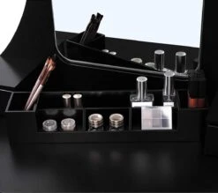 Merkloos Kaptafel, Kaptafel Met Grote Spiegel Zonder Frame, Toilettafel, Kaptafel, Voor Make-up, Gewatteerde Kruk, 5 Laden, Verplaatsbare Opbergdoos, Zwart RDT25BK -Maybelline Beauty Verkoop 1200x1064 2