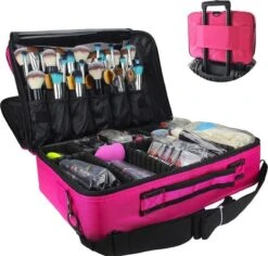 Cosmetica Koffer - Make-up Koffer Met Verstelbare Vakken - Visagie En Nagelstyliste Beauty Koffer - 40x30x14CM - Roze -Maybelline Beauty Verkoop 1200x1146