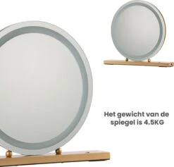 Nuvoo Make-up Spiegel - Visagie Spiegel - Hollywood Spiegel - Diameter 50cm - 3 Licht Tinten - Dimbaar - USB Telefoonoplader - Goud -Maybelline Beauty Verkoop 1200x1152