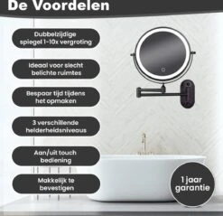 Make Up - Spiegel - Led Verlichting - 10X Vergroting - 3 Lichtstanden - Wandspiegel Rond - Badkamer - Mat Zwart - Draadloos 17 Make Up - Spiegel - Led Verlichting - 10X Vergroting - 3 Lichtstanden - Wandspiegel Rond - Badkamer - Mat Zwart - Draadloos -Maybelline Beauty Verkoop 1200x1160 2
