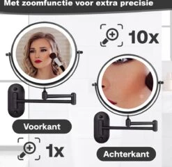 Make Up - Spiegel - Led Verlichting - 10X Vergroting - 3 Lichtstanden - Wandspiegel Rond - Badkamer - Mat Zwart - Draadloos 20 Make Up - Spiegel - Led Verlichting - 10X Vergroting - 3 Lichtstanden - Wandspiegel Rond - Badkamer - Mat Zwart - Draadloos -Maybelline Beauty Verkoop 1200x1165 5