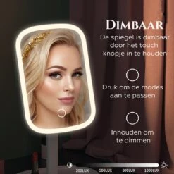 HighHome - Make Up Spiegel Met Led Verlichting - Inclusief 10x Spiegel - 3 Warmtes - 360 °C Draaibaar -Maybelline Beauty Verkoop 1200x1200 285