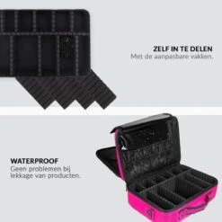 Cosmetica Koffer - Make-up Koffer Met Verstelbare Vakken - Visagie En Nagelstyliste Beauty Koffer - 40x30x14CM - Roze -Maybelline Beauty Verkoop 1200x1200 304