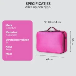 Cosmetica Koffer - Make-up Koffer Met Verstelbare Vakken - Visagie En Nagelstyliste Beauty Koffer - 40x30x14CM - Roze -Maybelline Beauty Verkoop 1200x1200 305