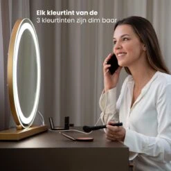 Nuvoo Make-up Spiegel - Visagie Spiegel - Hollywood Spiegel - Diameter 50cm - 3 Licht Tinten - Dimbaar - USB Telefoonoplader - Goud -Maybelline Beauty Verkoop 1200x1200 319
