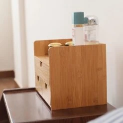 Merkloos Decopatent® Luxe Make-up Organizer Met 3 Lades - Cosmetica Organizer Make Up Met Schuiflade Bamboe Hout - Cosmeticahouder - Toren -Maybelline Beauty Verkoop 1200x1200 330