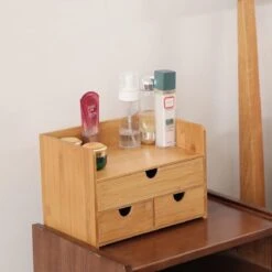 Merkloos Decopatent® Luxe Make-up Organizer Met 3 Lades - Cosmetica Organizer Make Up Met Schuiflade Bamboe Hout - Cosmeticahouder - Toren -Maybelline Beauty Verkoop 1200x1200 332