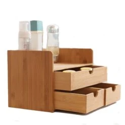Merkloos Decopatent® Luxe Make-up Organizer Met 3 Lades - Cosmetica Organizer Make Up Met Schuiflade Bamboe Hout - Cosmeticahouder - Toren -Maybelline Beauty Verkoop 1200x1200 333