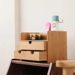 Merkloos Decopatent® Luxe Make-up Organizer Met 3 Lades - Cosmetica Organizer Make Up Met Schuiflade Bamboe Hout - Cosmeticahouder - Toren -Maybelline Beauty Verkoop 1200x1200 334