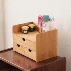 Merkloos Decopatent® Luxe Make-up Organizer Met 3 Lades - Cosmetica Organizer Make Up Met Schuiflade Bamboe Hout - Cosmeticahouder - Toren -Maybelline Beauty Verkoop 1200x1200 335