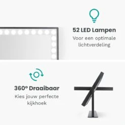 Mirlux Hollywood Spiegel Met Verlichting - Make Up - Visagie - Dimbaar LED Lampen Licht - Zwart -Maybelline Beauty Verkoop 1200x1200 341