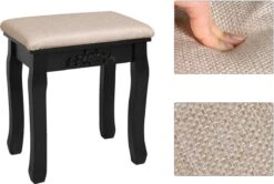 Merkloos Kaptafel, Kaptafel Met Grote Spiegel Zonder Frame, Toilettafel, Kaptafel, Voor Make-up, Gewatteerde Kruk, 5 Laden, Verplaatsbare Opbergdoos, Zwart RDT25BK -Maybelline Beauty Verkoop 1200x805