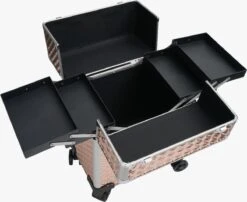 Koffer Gouden Kleur | Beautycase / Beautykoffer / Trolley Van Aluminium - 8 Wielen - Kapper Koffer - Tattoo Koffer - Nagel Koffer - Make-up Koffer -Maybelline Beauty Verkoop 1200x979