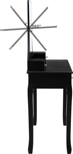 Merkloos Kaptafel, Kaptafel Met Grote Spiegel Zonder Frame, Toilettafel, Kaptafel, Voor Make-up, Gewatteerde Kruk, 5 Laden, Verplaatsbare Opbergdoos, Zwart RDT25BK -Maybelline Beauty Verkoop 569x1200 1