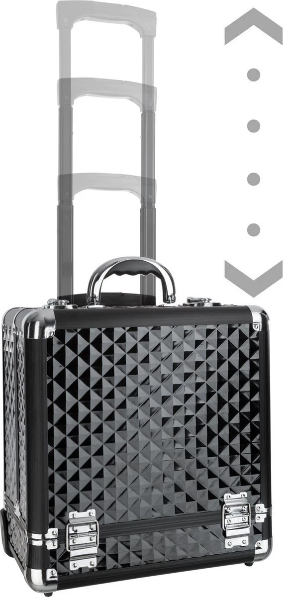 Dreamble Make-up Koffer - Make-up Trolley - Zwart - Rijdbaar - Met Wieltjes - Compact - 8 Vakken - Met Slot - 2 Sleutels 1 Dreamble Make-up Koffer - Make-up Trolley - Zwart - Rijdbaar - Met Wieltjes - Compact - 8 Vakken - Met Slot - 2 Sleutels