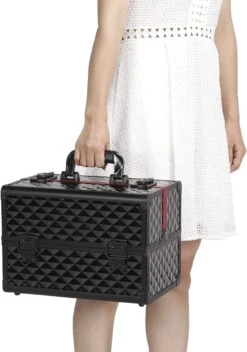 Make-upkoffer, Kapperskoffer, Cosmeticakoffer, Lege Nagelkoffer, Multikoffer, Afsluitbaar Voor Nageldesign/massageolie/fotoapparatuur, 34,7 X 22,2 X 25 Cm , Volledig Zwart HM-YAHEE-411233 -Maybelline Beauty Verkoop 842x1200 3